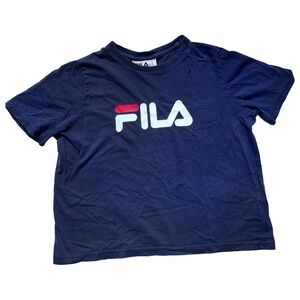 Fila 100% Cotton Graphic Boxy Crop Top Tee Shirt